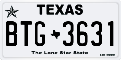 TX license plate BTG3631