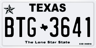 TX license plate BTG3641