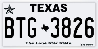 TX license plate BTG3826