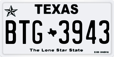 TX license plate BTG3943
