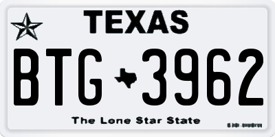TX license plate BTG3962
