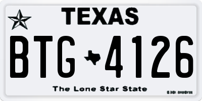 TX license plate BTG4126