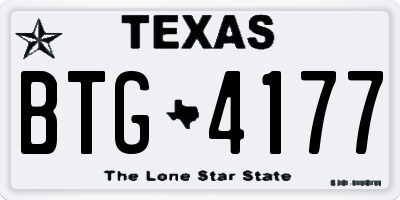 TX license plate BTG4177