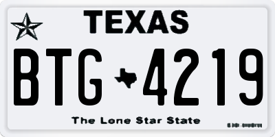 TX license plate BTG4219