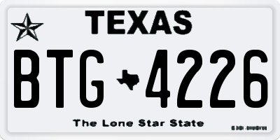 TX license plate BTG4226