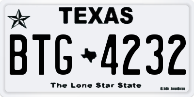 TX license plate BTG4232
