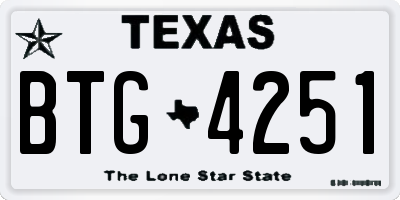 TX license plate BTG4251