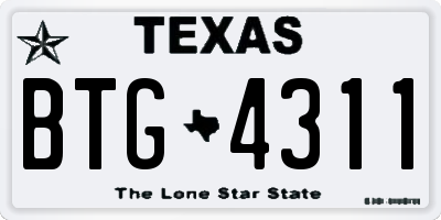 TX license plate BTG4311