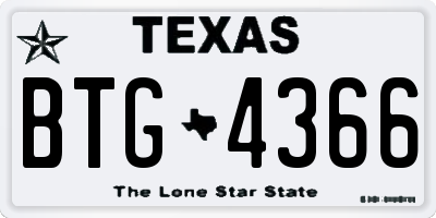 TX license plate BTG4366