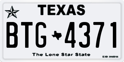TX license plate BTG4371