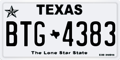 TX license plate BTG4383