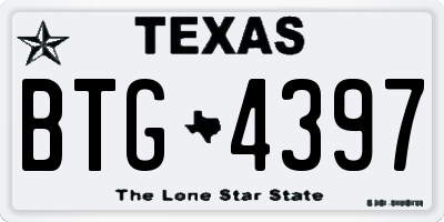 TX license plate BTG4397