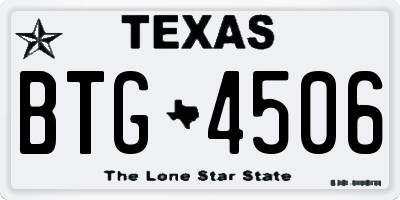 TX license plate BTG4506