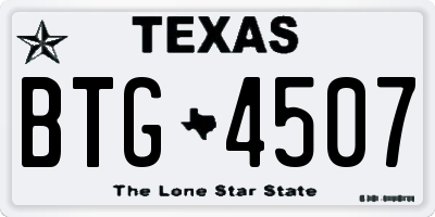TX license plate BTG4507