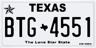 TX license plate BTG4551