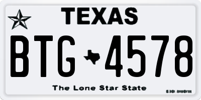 TX license plate BTG4578