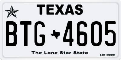 TX license plate BTG4605