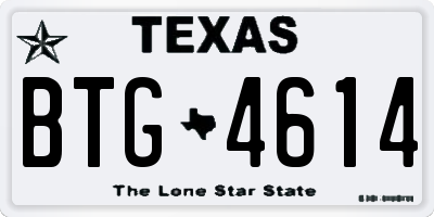 TX license plate BTG4614