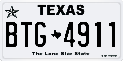 TX license plate BTG4911