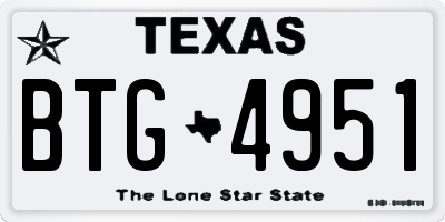 TX license plate BTG4951