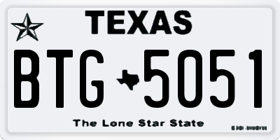 TX license plate BTG5051