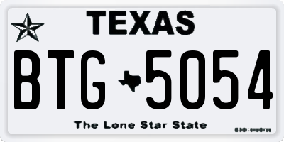 TX license plate BTG5054