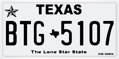 TX license plate BTG5107
