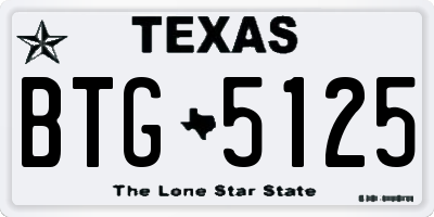 TX license plate BTG5125