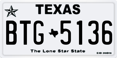 TX license plate BTG5136