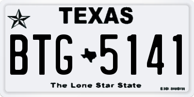 TX license plate BTG5141