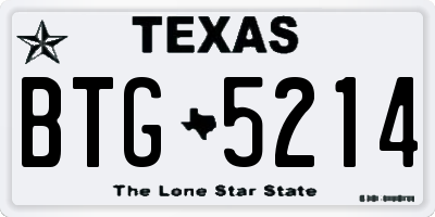 TX license plate BTG5214