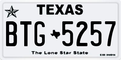 TX license plate BTG5257