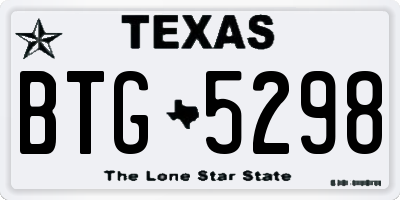 TX license plate BTG5298