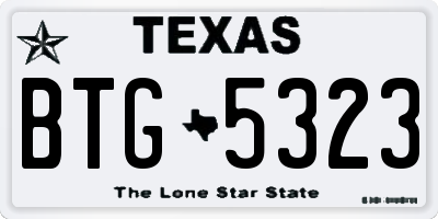 TX license plate BTG5323