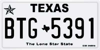 TX license plate BTG5391