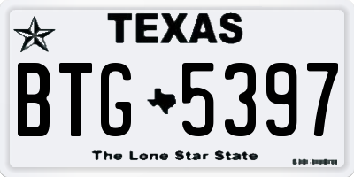 TX license plate BTG5397