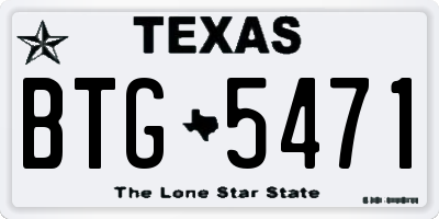 TX license plate BTG5471