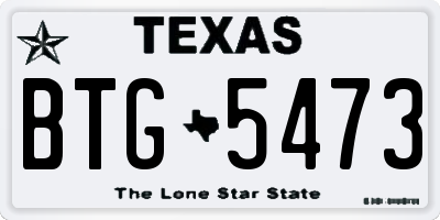 TX license plate BTG5473