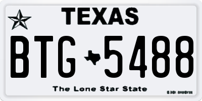 TX license plate BTG5488