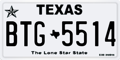 TX license plate BTG5514