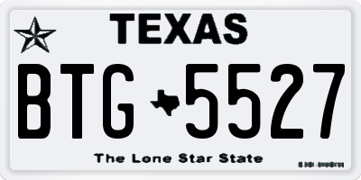 TX license plate BTG5527