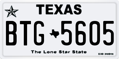 TX license plate BTG5605