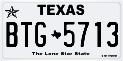 TX license plate BTG5713