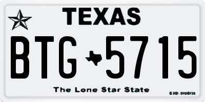 TX license plate BTG5715