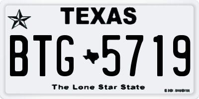 TX license plate BTG5719