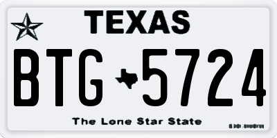 TX license plate BTG5724