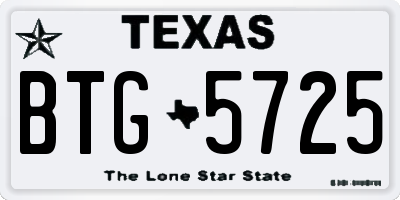 TX license plate BTG5725