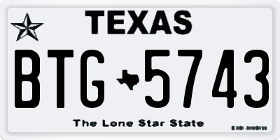 TX license plate BTG5743