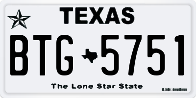 TX license plate BTG5751