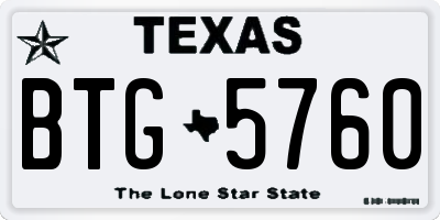 TX license plate BTG5760